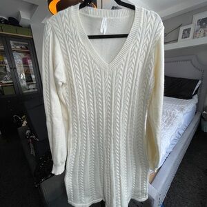 Dreamers V-Neck Cream Sweater Dress